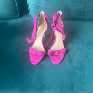 Adorable Vince Camuto magenta strappy heels.